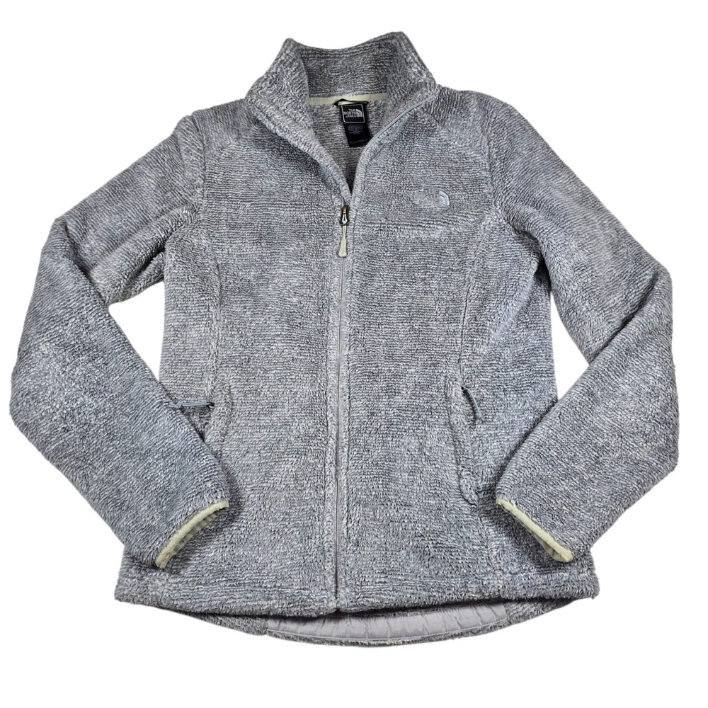 North Face Jacket Gray Soft Fleece Logo Full Zip Jacket- Women's Size Small